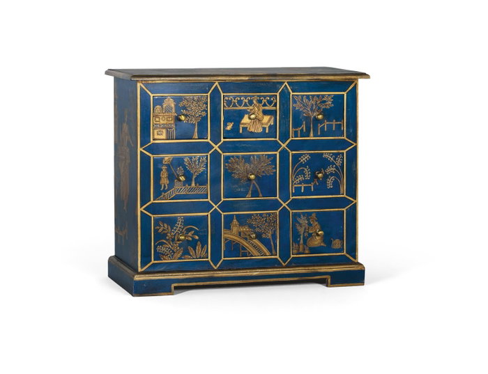 GINER Y COLOMER Commode à 9 tiroirs Bleu et doré